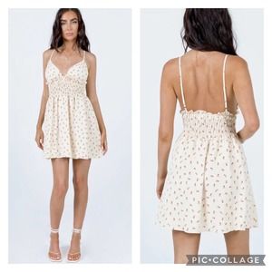 Princess Polly Roza Mini Dress Beige Floral Size 8